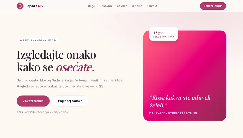 Salon Lepota NS — Pogledaj uživo